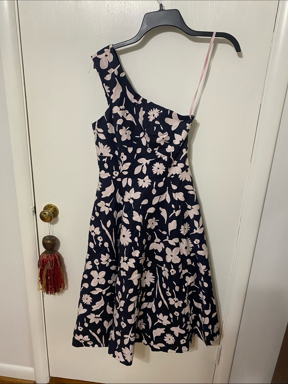 kate spade Navy and Light Pink One-Shoulder Floral Dress
